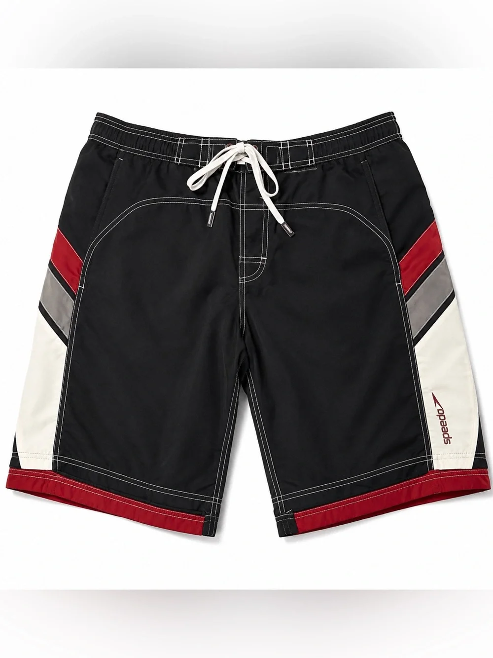 Speedo Retro Layback Volley Swim Trunks Y2K Colorblock Lined Board Shorts M / 32